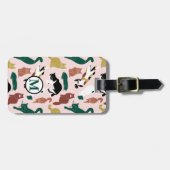 Charmante, von Hand gezeichnet Katzen auf rosa Hin Gepäckanhänger (Vorderseite horizontal)