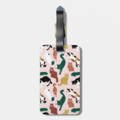 Charmante, von Hand gezeichnet Katzen auf rosa Hin Gepäckanhänger (Rückseite vertikal)