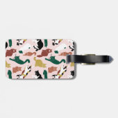 Charmante, von Hand gezeichnet Katzen auf rosa Hin Gepäckanhänger (Rückseite horizontal)