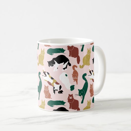 Charmante, von Hand gezeichnet Katzen auf rosa Hin Kaffeetasse (VorderseiteRechts)