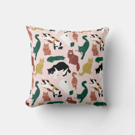 Charmante, von Hand gezeichnet Katzen auf rosa Hin Kissen