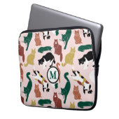 Charmante, von Hand gezeichnet Katzen auf rosa Hin Laptopschutzhülle (Vorderseite Links)