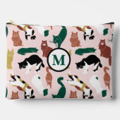 Charmante, von Hand gezeichnet Katzen auf rosa Hin Zubehörtasche (Vorderseite)