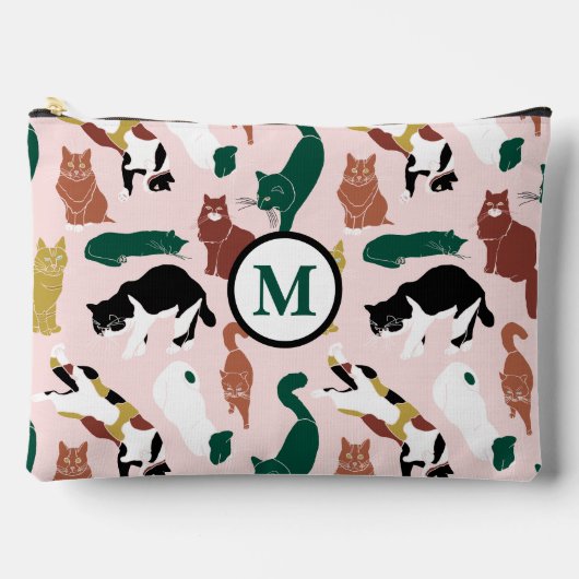 Charmante, von Hand gezeichnet Katzen auf rosa Hin Zubehörtasche (Vorderseite)