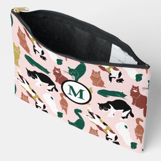 Charmante, von Hand gezeichnet Katzen auf rosa Hin Zubehörtasche (Offen)