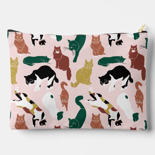 Charmante, von Hand gezeichnet Katzen auf rosa Hin Zubehörtasche (Rückseite)