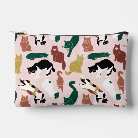 Charmante, von Hand gezeichnet Katzen auf rosa Hin Zubehörtasche (Vorderseite)