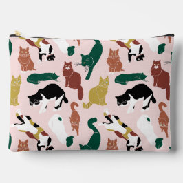 Charmante, von Hand gezeichnet Katzen auf rosa Hin Zubehörtasche