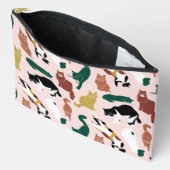 Charmante, von Hand gezeichnet Katzen auf rosa Hin Zubehörtasche (Offen)