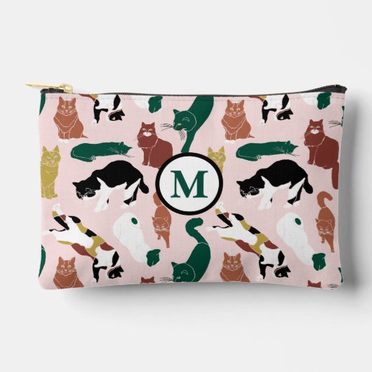 Charmante, von Hand gezeichnet Katzen auf rosa Hin Zubehörtasche (Vorderseite)