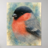 Charmante Wasserfarben Bullfinch Vogelkunst Poster (Vorne)