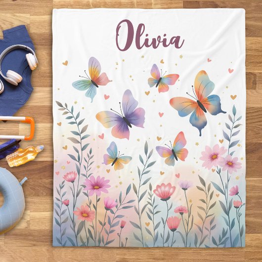 Charmante Wasserfarbenschmetterlingswiese Fleecedecke