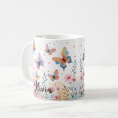 Charmante Wasserfarbenschmetterlingswiese Kaffeetasse (Vorderseite Links)