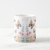 Charmante Wasserfarbenschmetterlingswiese Kaffeetasse (Mittel)