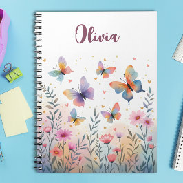 Charmante Wasserfarbenschmetterlingswiese Notizblock