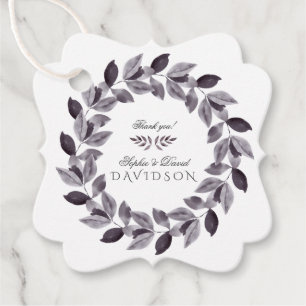 Charmante Watercolor Tinte Foliage Wreath Wedding Geschenkanhänger