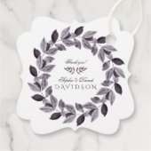 Charmante Watercolor Tinte Foliage Wreath Wedding Geschenkanhänger (Rückseite)