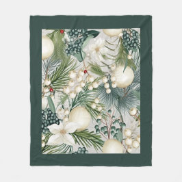 Charmante Weihnachten Ivory & Blue Elegante Fleecedecke