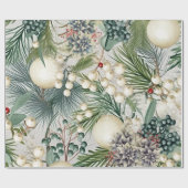 Charmante Weihnachten Ivory & Blue Elegante Geschenkpapier (Flach)