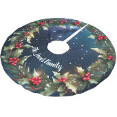 Charmante Weihnachtsbasis in Holly Berry Design Polyester Weihnachtsbaumdecke (Schrägansicht)