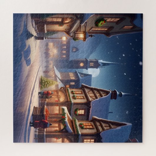 Charmante Weihnachtsdörfchen Winterherrschaft Puzzle (Horizontal)