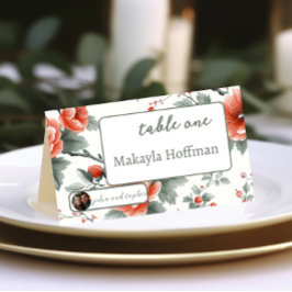 Charmante Weihnachtsfeier mit romantischem Foto Platzkarte