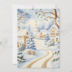 Charmante Weihnachtskarte des schneebedeckten Dorf Feiertagskarte