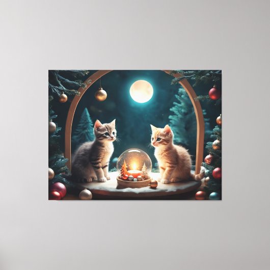 Charmante Weihnachtskätzchen mit festlicher Dekora Leinwanddruck (Vorderseite)