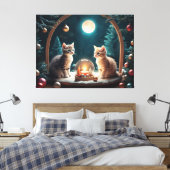 Charmante Weihnachtskätzchen mit festlicher Dekora Leinwanddruck (Insitu (Schlafzimmer))