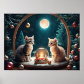 Charmante Weihnachtskätzchen mit festlicher Dekora Poster (Vorne)