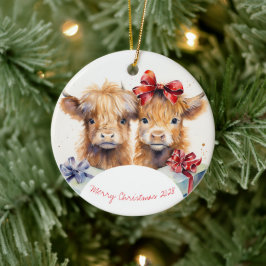 Charmante Weihnachtskühe Keramik Ornament
