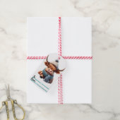 Charmante Weihnachtsmarke mit einer gemütlichen Ku Geschenkanhänger (Mit Garn)