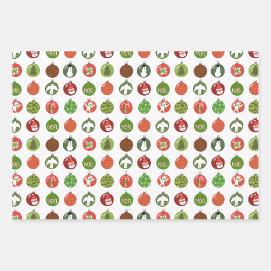Charmante Weihnachtsschmuck Xmas Streifen Vielfalt Geschenkpapier Set (Vorderseite)