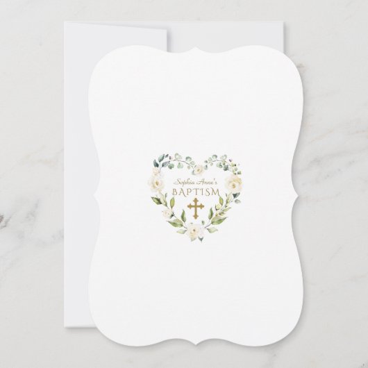 Charmante Weiße Blume Blumengymnasium Foto Taufe Einladung (Rückseite)