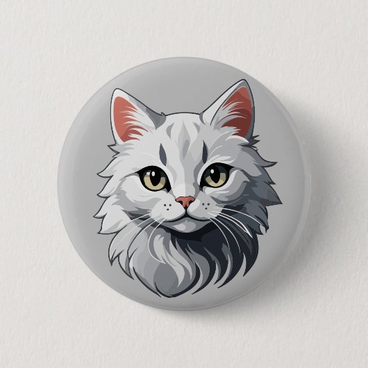 Charmante weiße Katze Button (Vorderseite)