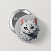 Charmante weiße Katze Button (Vorne & Hinten)