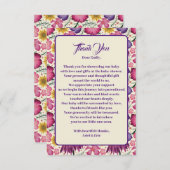 Charmante Wildblume Pink Babydusche Dankeskarte (Vorne/Hinten)