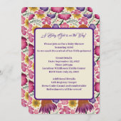 Charmante Wildblume Pink Babydusche Einladung (Vorne/Hinten)