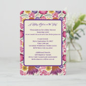 Charmante Wildblume Pink Babydusche Einladung (Stehend Vorderseite)