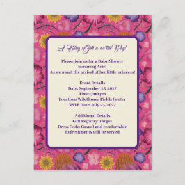Charmante Wildblume Rosa Kinderdusche Einladungen