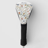 Charmante Wildblumen Schmetterlinge Name Monogramm Golf Headcover (Vorderseite)