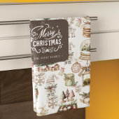 Charmante Winterlandschaft mit Vogel und Geschenke Geschirrtuch