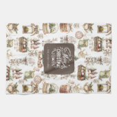 Charmante Winterlandschaft mit Vogel und Geschenke Geschirrtuch (Horizontal)