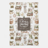 Charmante Winterlandschaft mit Vogel und Geschenke Geschirrtuch (Vertikal)