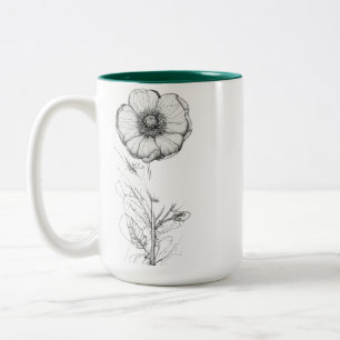 Charmante Zwei-Tone-Tasse 15 oz mit floraler Kontu Zweifarbige Tasse