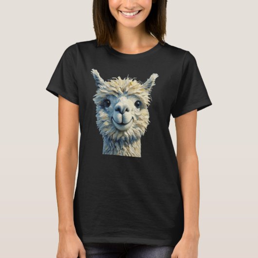 Charmanter Alpaca T - Shirt Ölgemälde (Vorderseite)