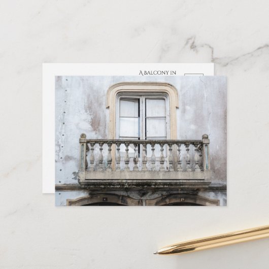 Charmanter Balkon in Portugal Postkarte (Vorderseite/Rückseite Beispiel)