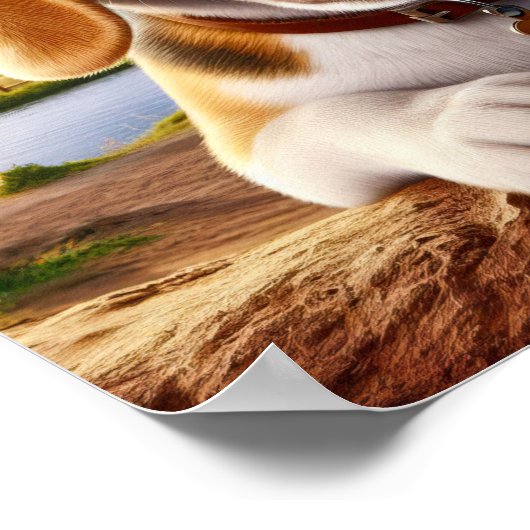 Charmanter Beagle in rustikaler Landschaft Poster (Ecke)