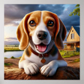 Charmanter Beagle in rustikaler Landschaft Poster (Vorne)