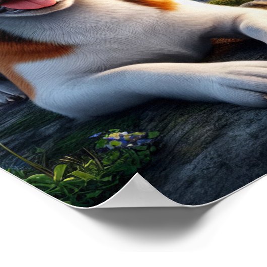 Charmanter Beagle in rustikaler Landschaft Poster (Ecke)